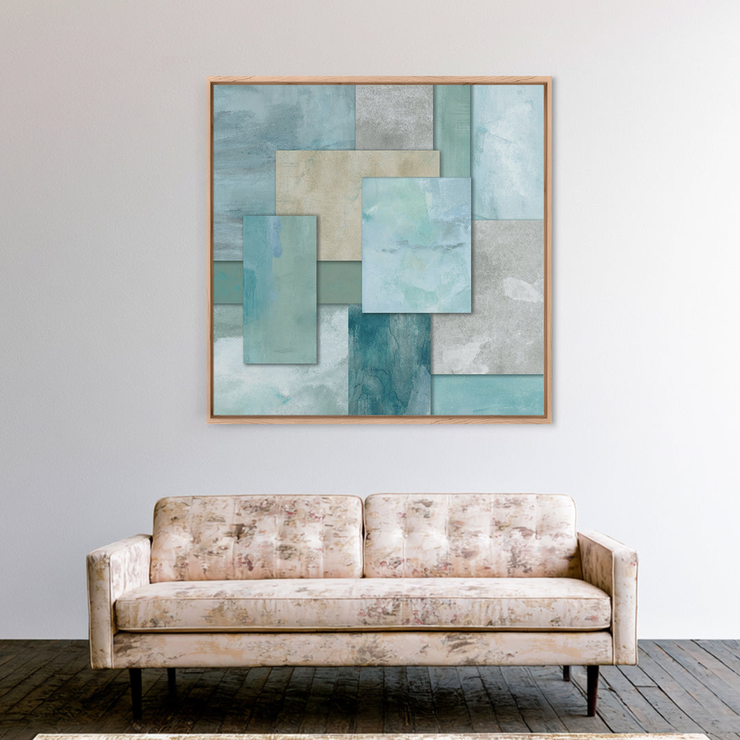 Clean Geometric Forms Framed Canvas Print, Bathroom Art, Wall Decor, Bathroom Decor, Abstract Art, Spa, Contemporary Art, BAT-1x1-93