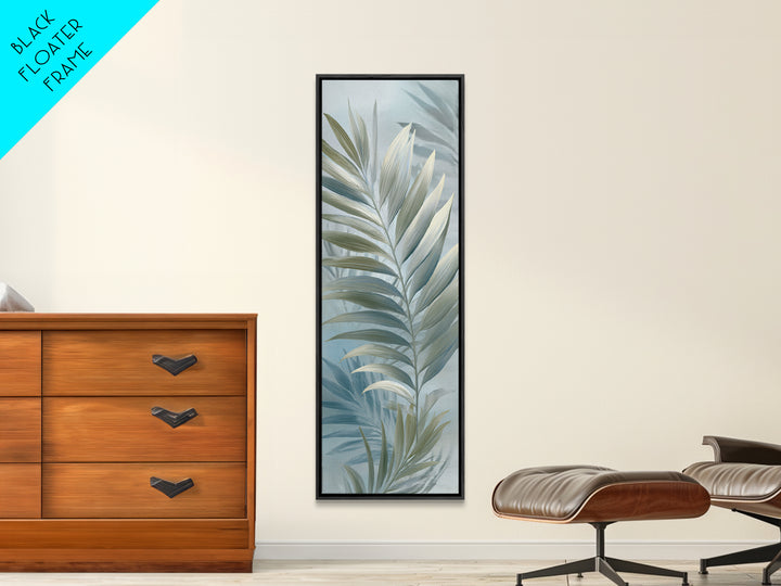 Simple Palm Frond on Off White Linen Canvas Print, Bathroom Art, Bathroom Wall Art, Bathroom Decor, Spa, Retro Wall Art, BAT-1x3-11