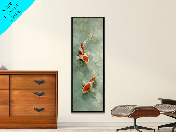 Minimal Koi Fish Swimming Through Clear Water Framed Canvas Print, Bathroom Art, Bathroom Print, Bathroom Decor, Fine Art, Spa, BAT-1x3-20