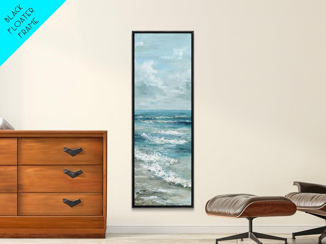 Calming Blue Ocean Wave Study Canvas Print, Bathroom Art, Halloween Art, Bathroom Decor, Oil Painting, Spa, Textured Painting, BAT-1x3-37
