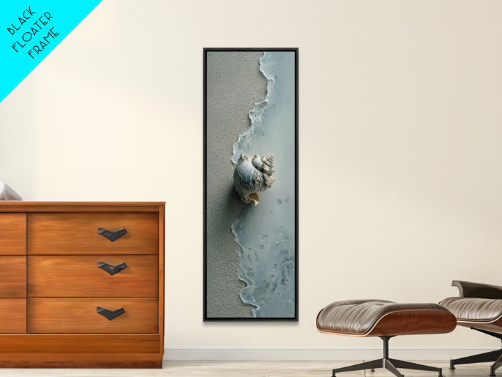 Minimal Seashell Still Life on Pale Sand Canvas Print, Bathroom Art, Textured Painting, Bathroom Decor, Fine Art, Spa, BAT-1x3-39