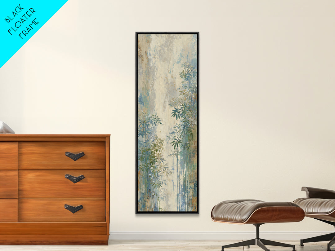 Sunlit Window Plant Shadow on Plaster Framed Canvas Print, Bathroom Art, Modern Wall Art, Bathroom Decor, Oil Painting, Spa, BAT-1x3-54
