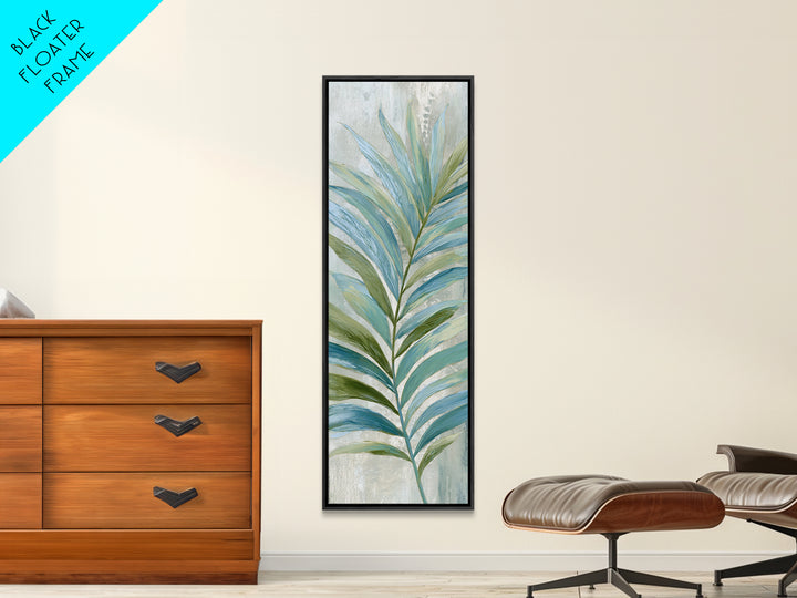 Simple Palm Frond on Off White Linen Canvas Print, Bathroom Art, Home Decor, Bathroom Decor, Fine Art, Spa, Canvas Wall Art, BAT-1x3-59