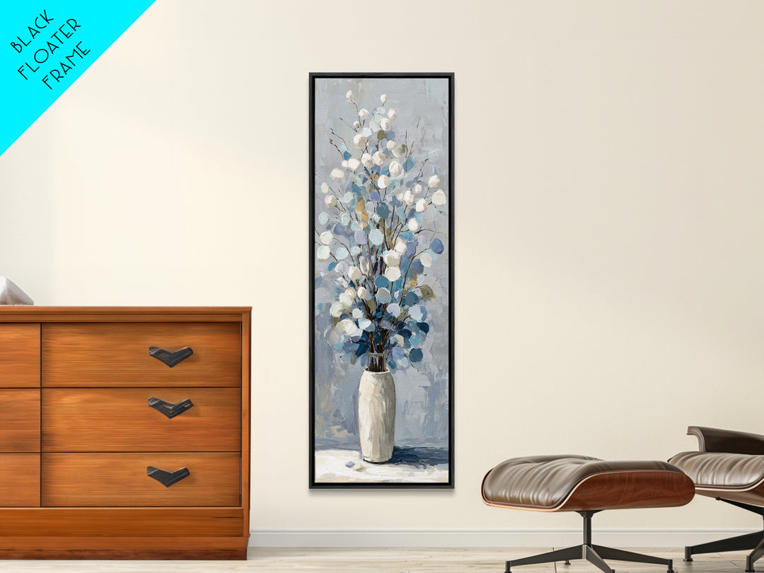 Lavender Sprigs in a Ceramic Vase Framed Canvas Print, Bathroom Art, Bathroom Wall Art, Bathroom Decor, Abstract Art, Spa, BAT-1x3-96