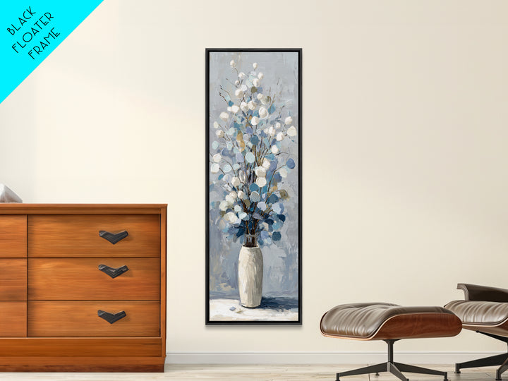 Lavender Sprigs in a Ceramic Vase Framed Canvas Print, Bathroom Art, Bathroom Wall Art, Bathroom Decor, Abstract Art, Spa, BAT-1x3-96