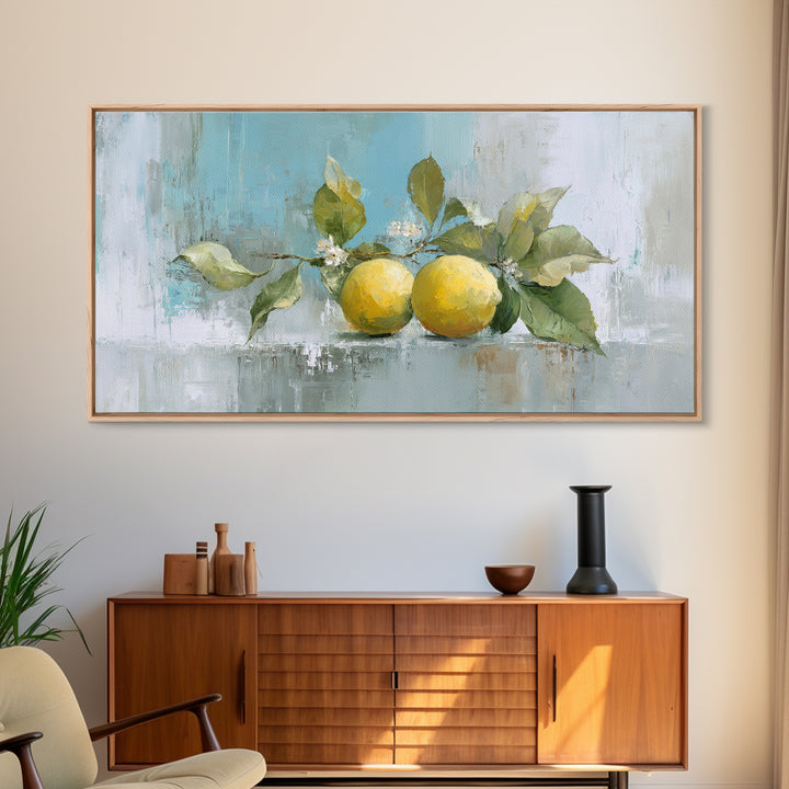 Lemon and Botanical Still Life Canvas Print, Bathroom Art, Neutral Decor, Bathroom Decor, Fine Art, Spa, Wall Art, Home Decor, BAT-2x1-2