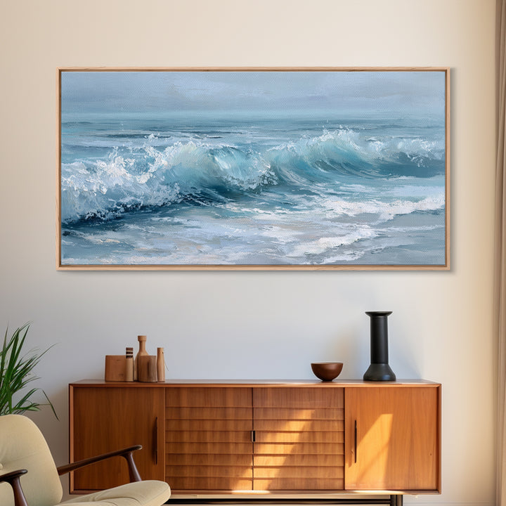 Calming Blue Ocean Wave Study Canvas Print, Bathroom Art, Luxury Decor, Bathroom Decor, Fine Art, Spa, Digital Wall Art, BAT-2x1-21