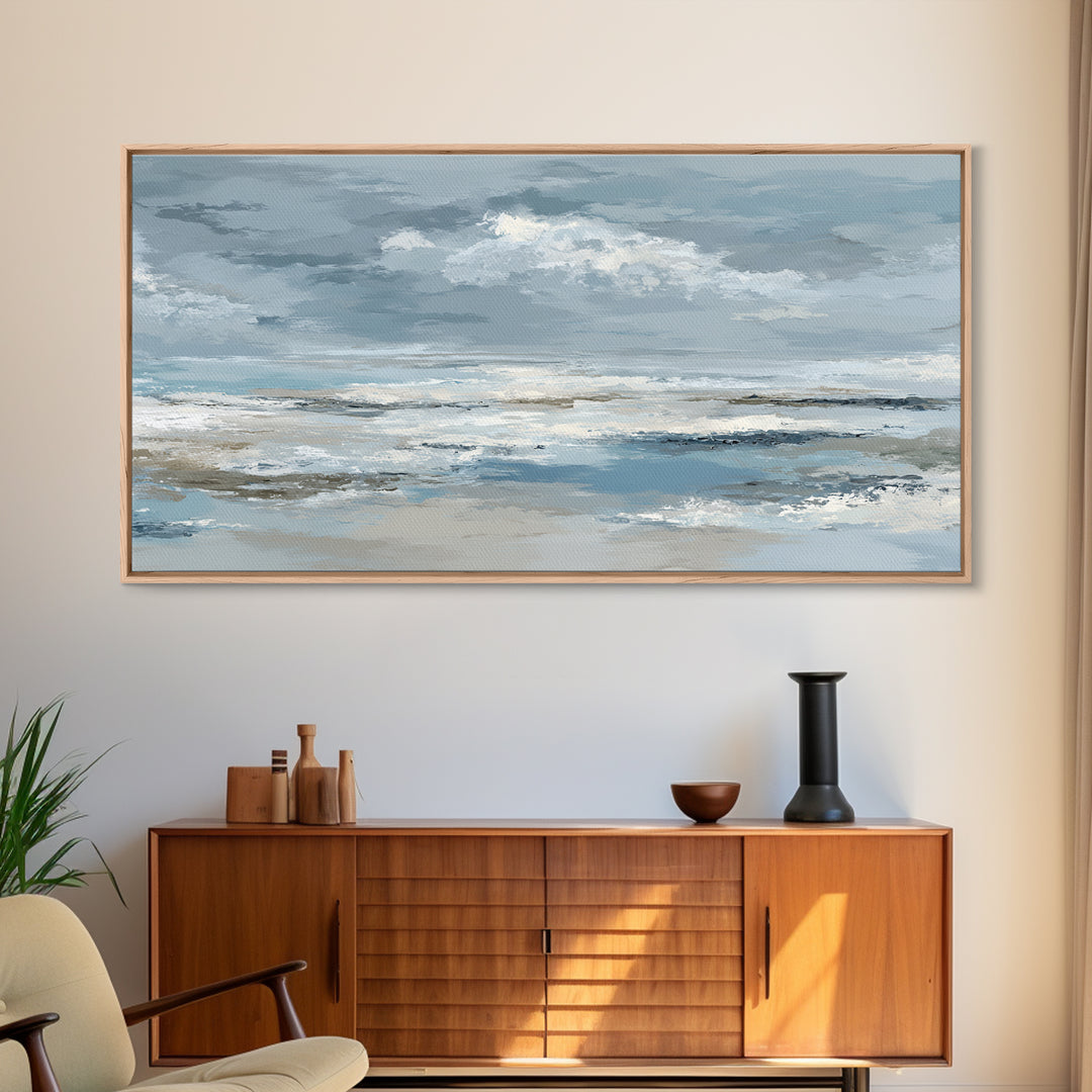 Soft Cloud and Rain Composition Canvas Print, Bathroom Art, Home Decor, Bathroom Decor, Oil Painting, Spa, Canvas Wall Art, BAT-2x1-39