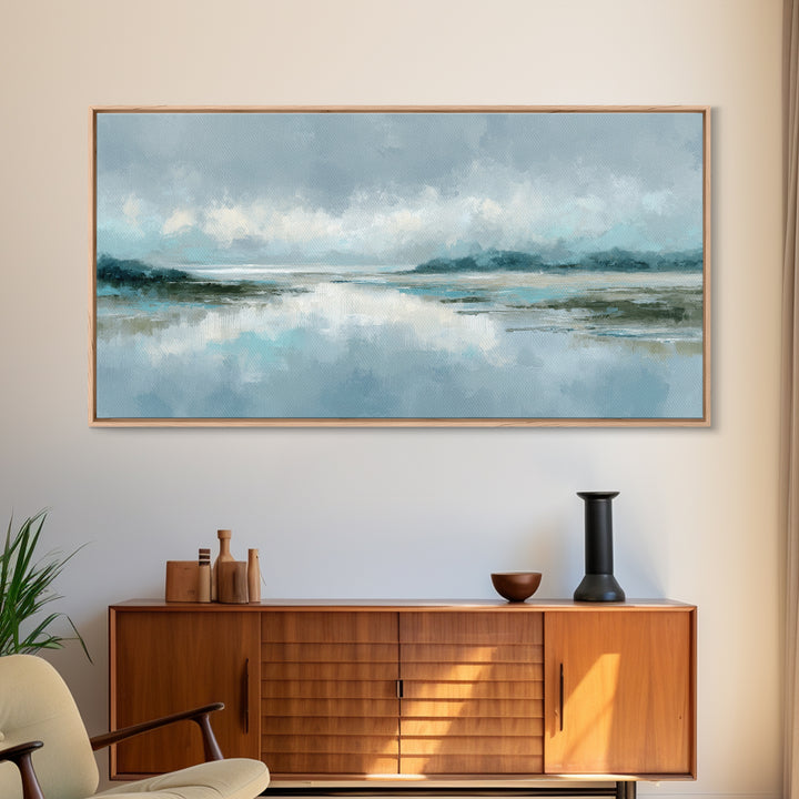 Misty Lake Scene Canvas Print, Bathroom Art, Home Decor, Bathroom Decor, Fine Art, Spa, Canvas Wall Art, Digital Print, BAT-2x1-53