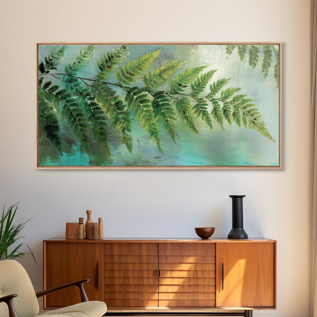 Green Fern Frond Closeup Canvas Print, Bathroom Art, Art Print, Bathroom Decor, Spa, Custom Pet Portrait, Bathroom Wall Art, BAT-2x1-54