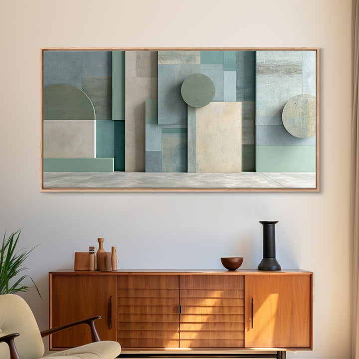Clean Geometric Forms Framed Canvas Print, Bathroom Art, Minimalist Decor, Bathroom Decor, Fine Art, Spa, Wall Hanging, BAT-2x1-65