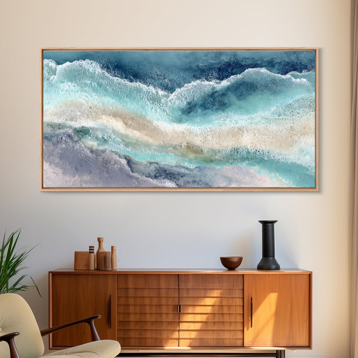 Calming Blue Ocean Wave Study Canvas Print, Bathroom Art, Printable Wall Art, Bathroom Decor, Spa, Bathroom Wall Decor, BAT-2x1-69