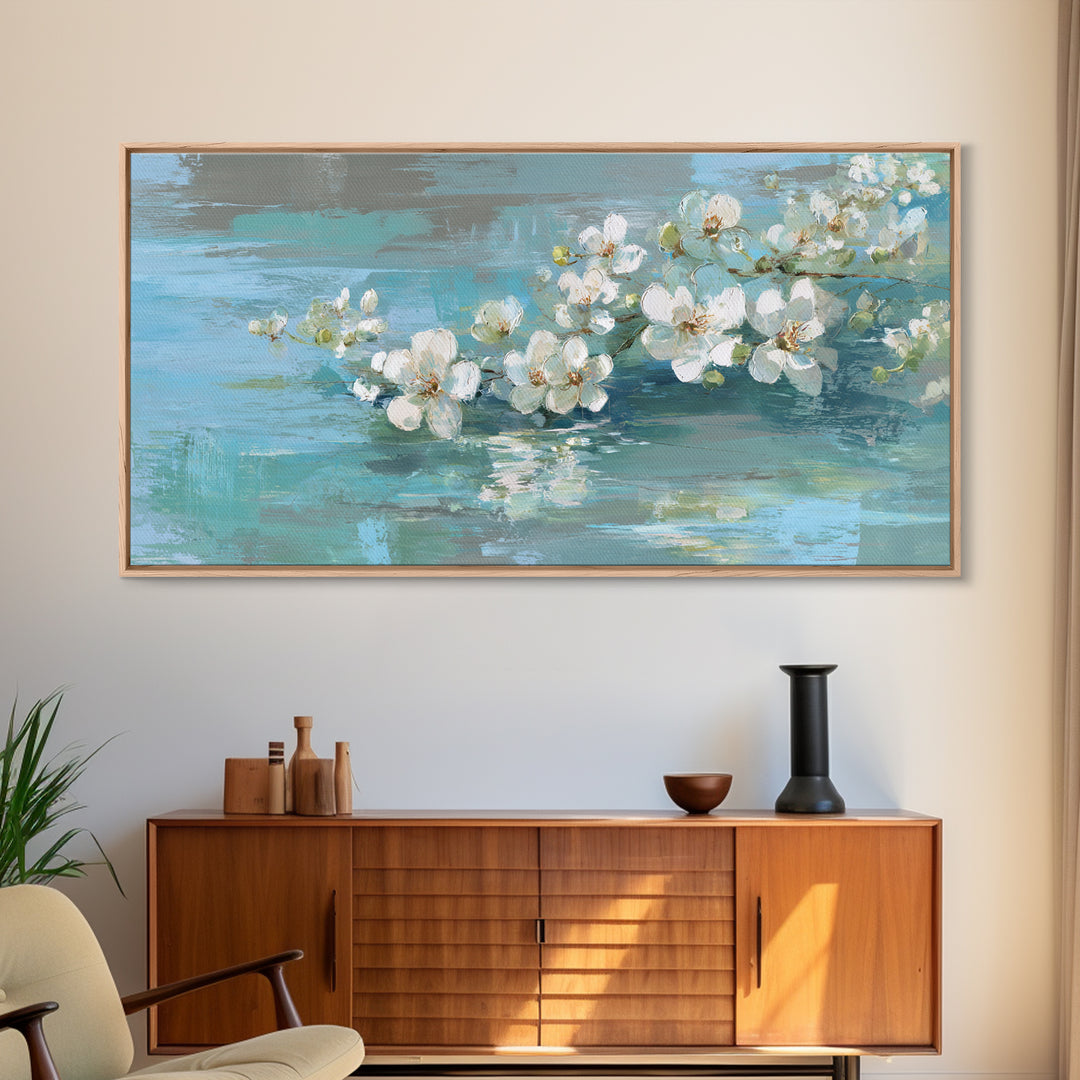 White Orchid on Warm Stone Background Framed Canvas Print, Bathroom Art, Custom Pet Portrait, Bathroom Decor, Fine Art, Spa, BAT-2x1-72