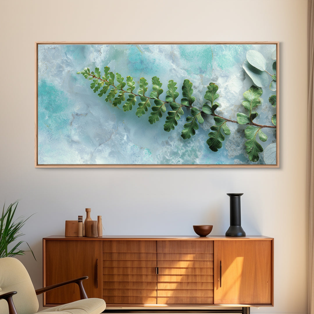 Green Fern Frond Closeup Canvas Print, Bathroom Art, Art Print, Bathroom Decor, Spa, Custom Pet Portrait, Bathroom Wall Art, BAT-2x1-78