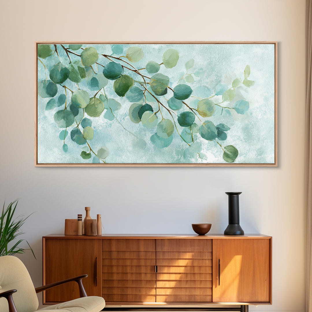 Spa Eucalyptus Branch Canvas Print, Bathroom Art, Minimalist Decor, Bathroom Decor, Oil Painting, Spa, Wall Hanging, BAT-2x1-94