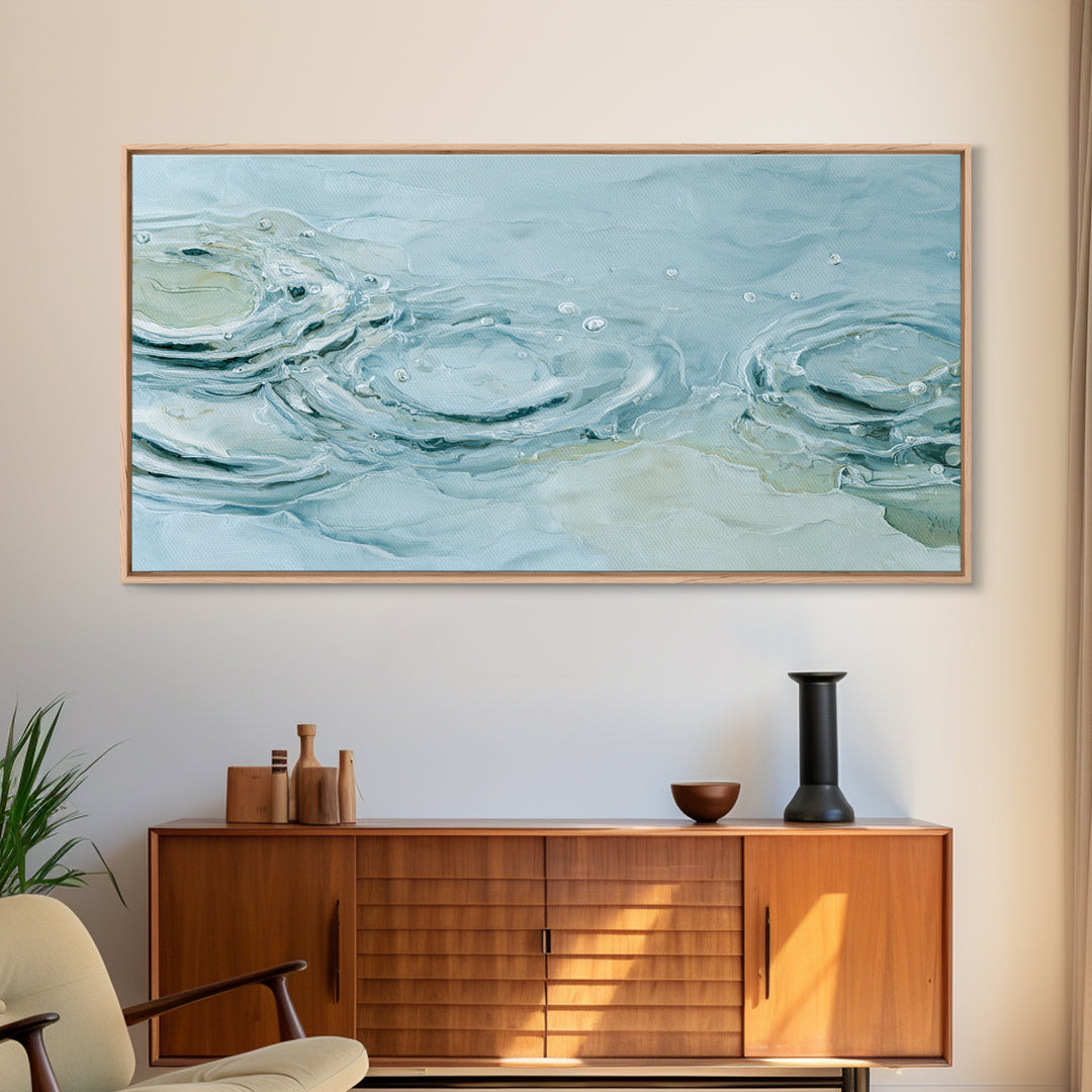 Abstract Water Ripples Framed Canvas Print, Bathroom Art, Digital Wall Art, Bathroom Decor, Abstract Art, Spa, Unique Wall Art, BAT-2x1-97