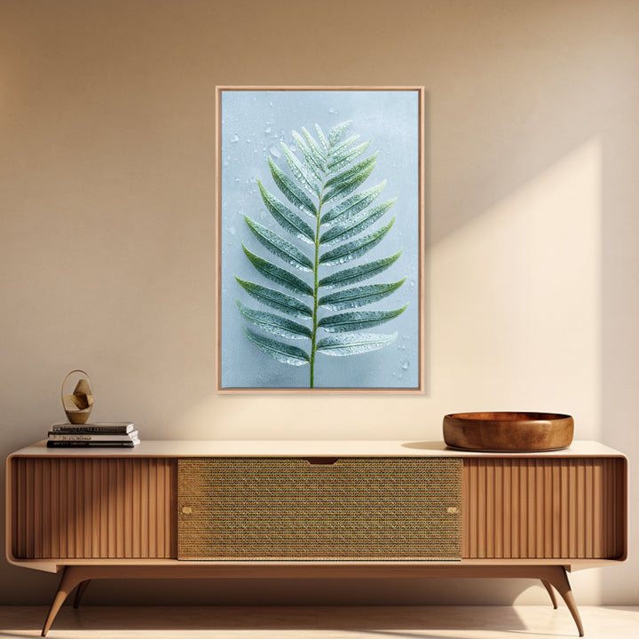 Green Fern Frond Closeup Framed Canvas Print, Bathroom Art, Fine Art Print, Bathroom Decor, Watercolor Art, Spa, Poster, BAT-2x3-18