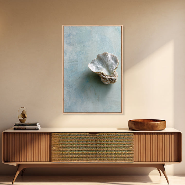 Oyster Shell Study Framed Canvas Print, Bathroom Art, Wall Decor, Bathroom Decor, Fine Art, Spa, Contemporary Art, Wall Art, BAT-2x3-30