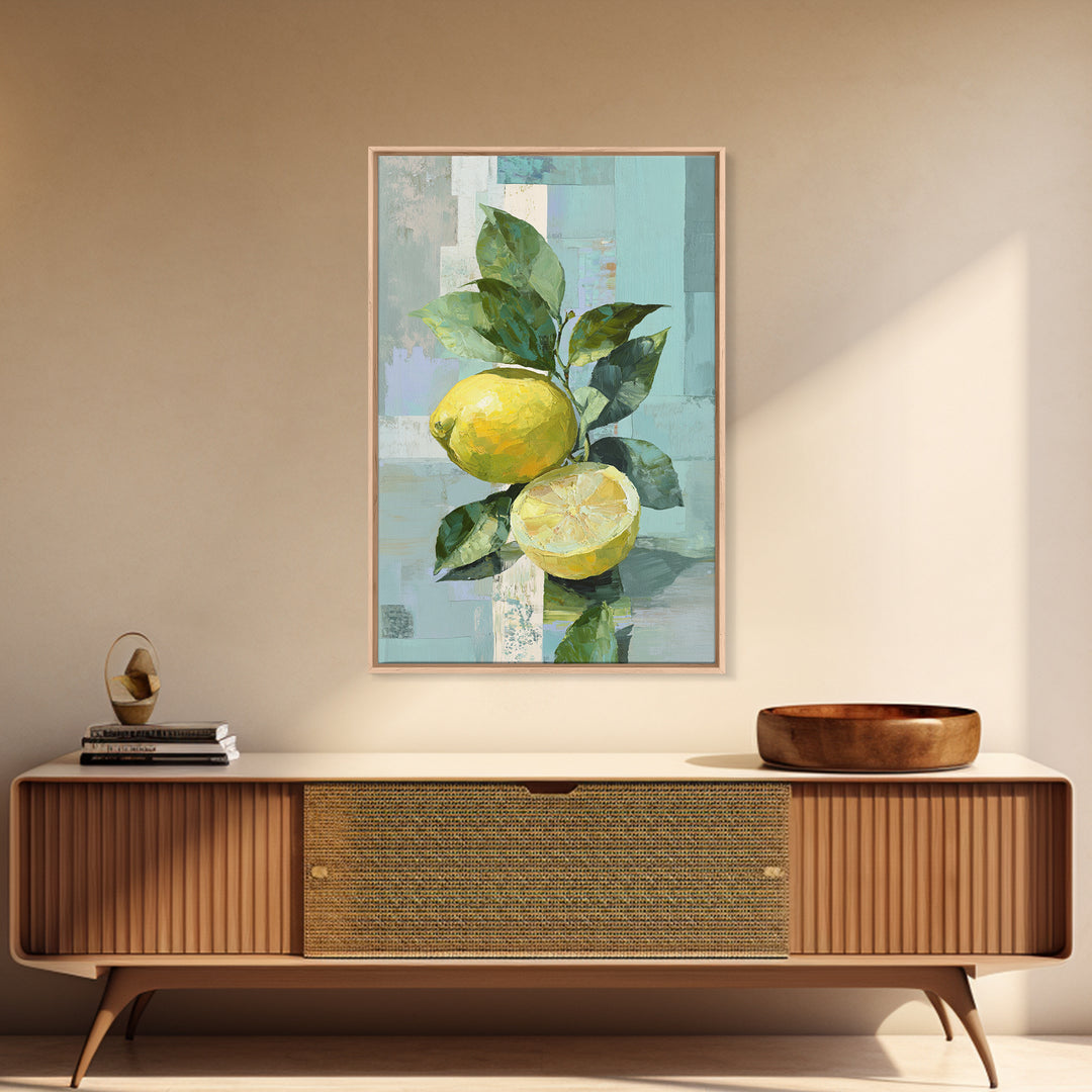 Lemon and Botanical Still Life Framed Canvas Print, Bathroom Art, Art Print, Bathroom Decor, Fine Art, Spa, Custom Pet Portrait, BAT-2x3-38