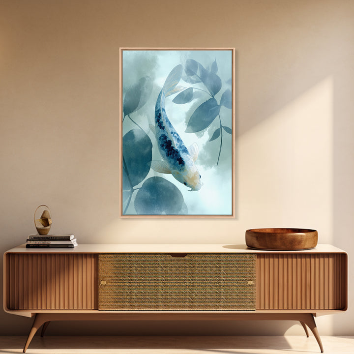 Minimal Koi Fish Swimming Through Clear Water Canvas Print, Bathroom Art, Minimalist Wall Art, Bathroom Decor, Fine Art, Spa, BAT-2x3-40