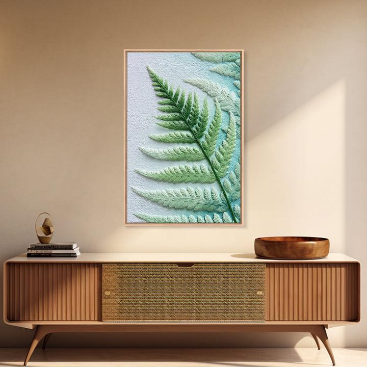 Green Fern Frond Closeup Framed Canvas Print, Bathroom Art, Fine Art Print, Bathroom Decor, Watercolor Art, Spa, Poster, BAT-2x3-42