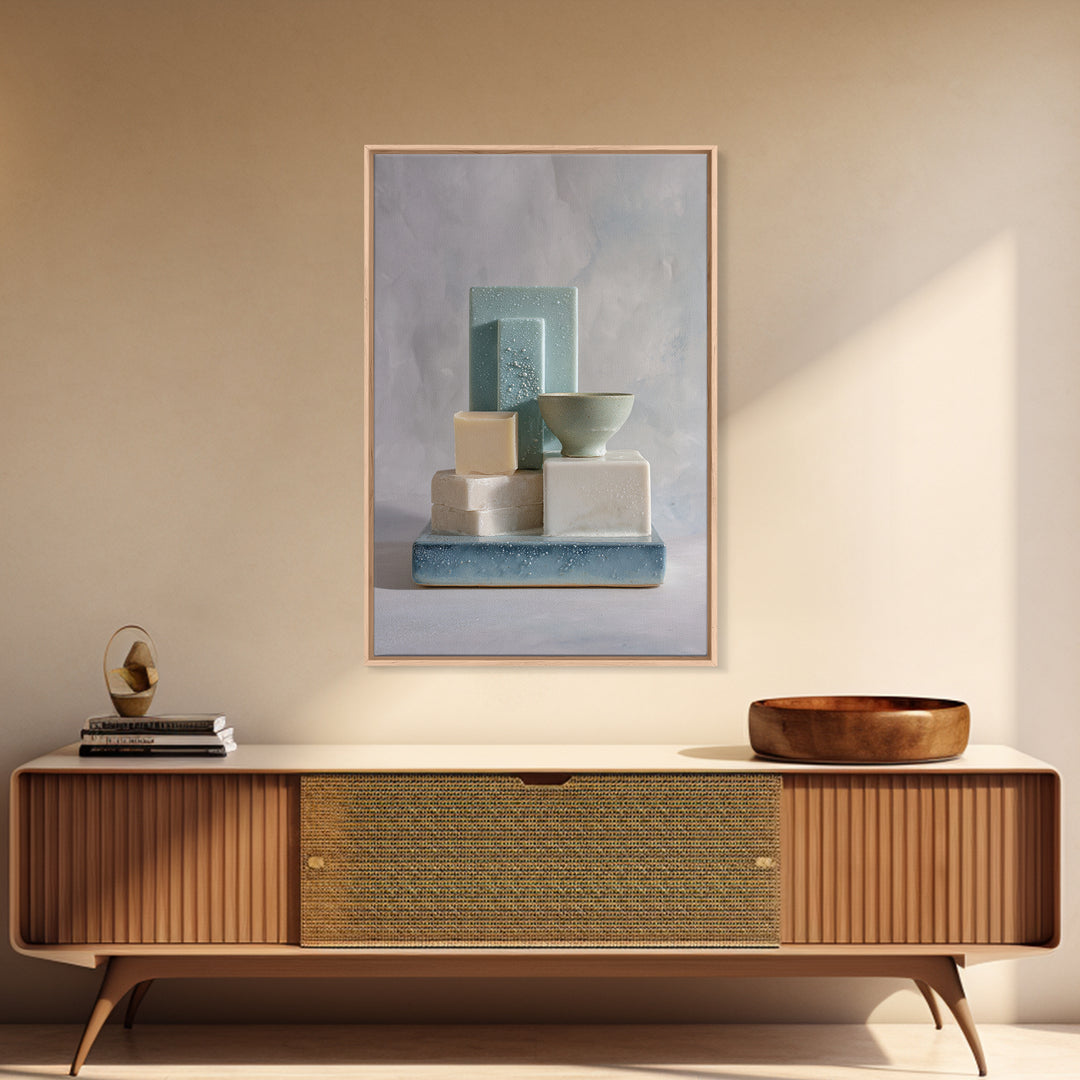 Clean Geometric Forms Canvas Print, Bathroom Art, Luxury Decor, Bathroom Decor, Abstract Art, Spa, Digital Wall Art, BAT-2x3-5