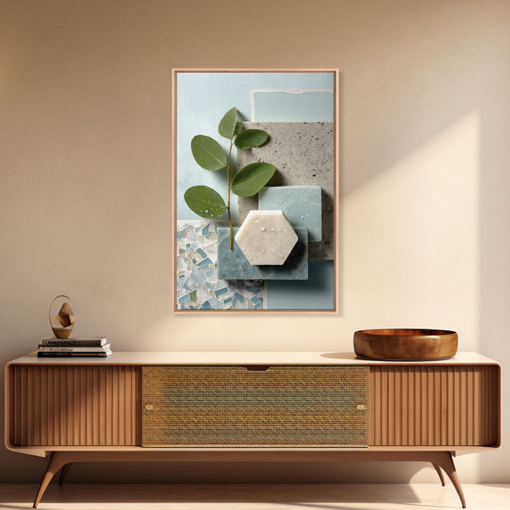 Clean Geometric Forms Framed Canvas Print, Bathroom Art, Contemporary Art, Bathroom Decor, Abstract Art, Spa, Framed Wall Art, BAT-2x3-53