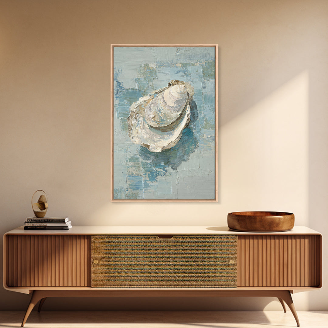 Oyster Shell Study Framed Canvas Print, Bathroom Art, Wall Decor, Bathroom Decor, Fine Art, Spa, Contemporary Art, Wall Art, BAT-2x3-6
