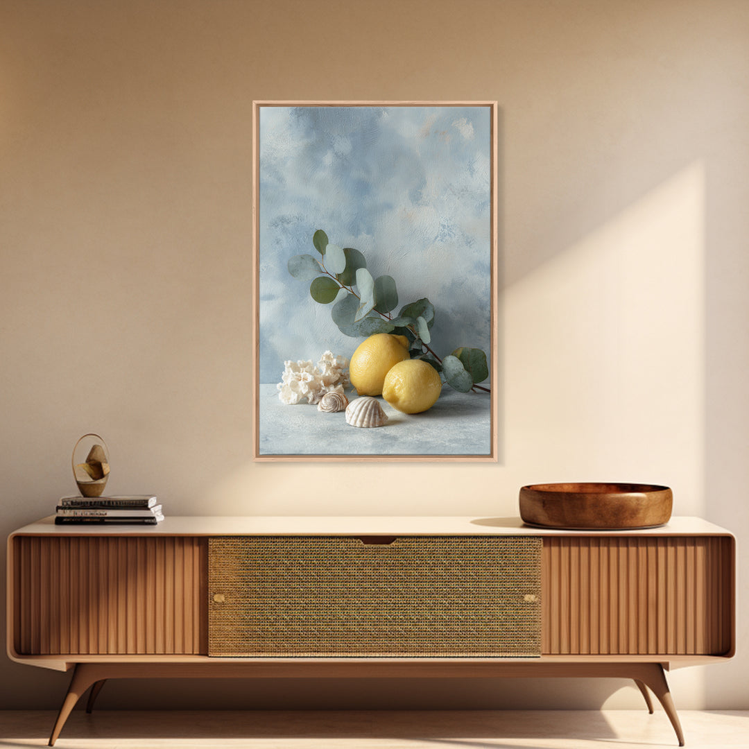 Lemon and Botanical Still Life Canvas Print, Bathroom Art, Wall Art, Bathroom Decor, Spa, Dog Portrait, Canvas Wall Art, BAT-2x3-62