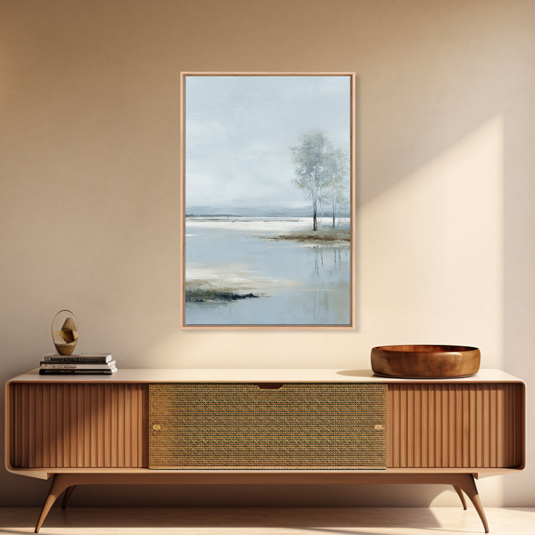 Misty Lake Scene Canvas Print, Bathroom Art, Poster, Bathroom Decor, Oil Painting, Spa, Digital Print, Dopamine Decor, BAT-2x3-65