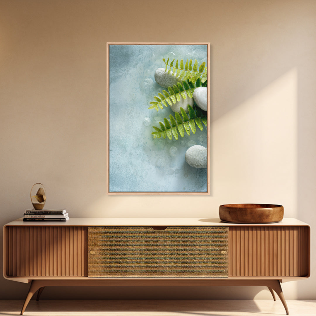 Green Fern Frond Closeup Canvas Print, Bathroom Art, Room Decor, Bathroom Decor, Oil Painting, Spa, Custom Pet Portrait, BAT-2x3-66