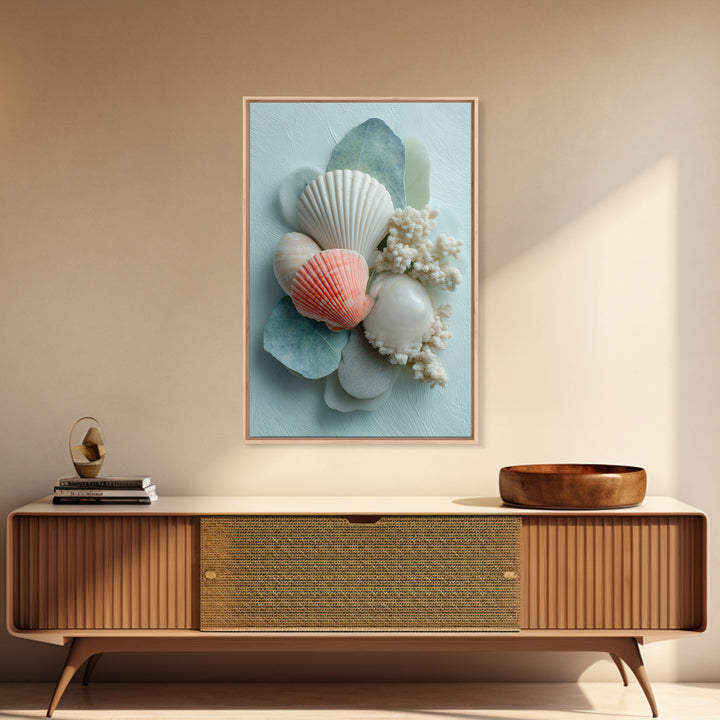 Coral and Shell Arrangement Canvas Print, Bathroom Art, Printable Wall Art, Bathroom Decor, Fine Art, Spa, Bathroom Wall Decor, BAT-2x3-91