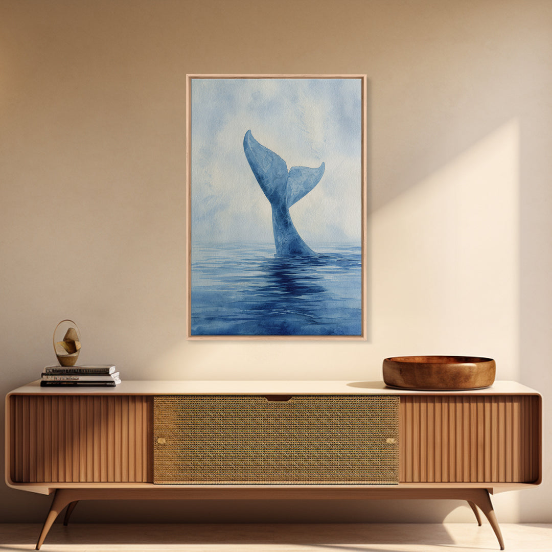 Watercolor Whale Tail Canvas Print, Bathroom Art, Digital Wall Art, Bathroom Decor, Spa, Unique Wall Art, Modern Wall Art, BAT-2x3-95