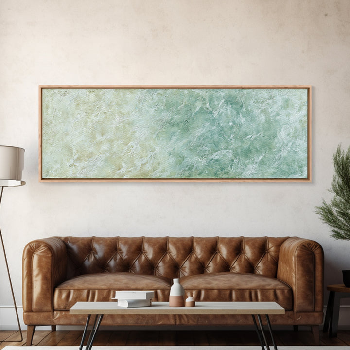 Sunlit Window Plant Shadow on Plaster Framed Canvas Print, Bathroom Art, Textured Painting, Bathroom Decor, Fine Art, Spa, BAT-3x1-10