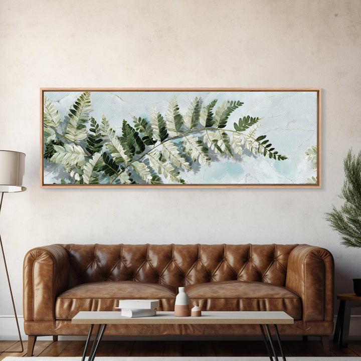 Green Fern Frond Closeup Canvas Print, Bathroom Art, Digital Wall Art, Bathroom Decor, Watercolor Art, Spa, Unique Wall Art, BAT-3x1-26