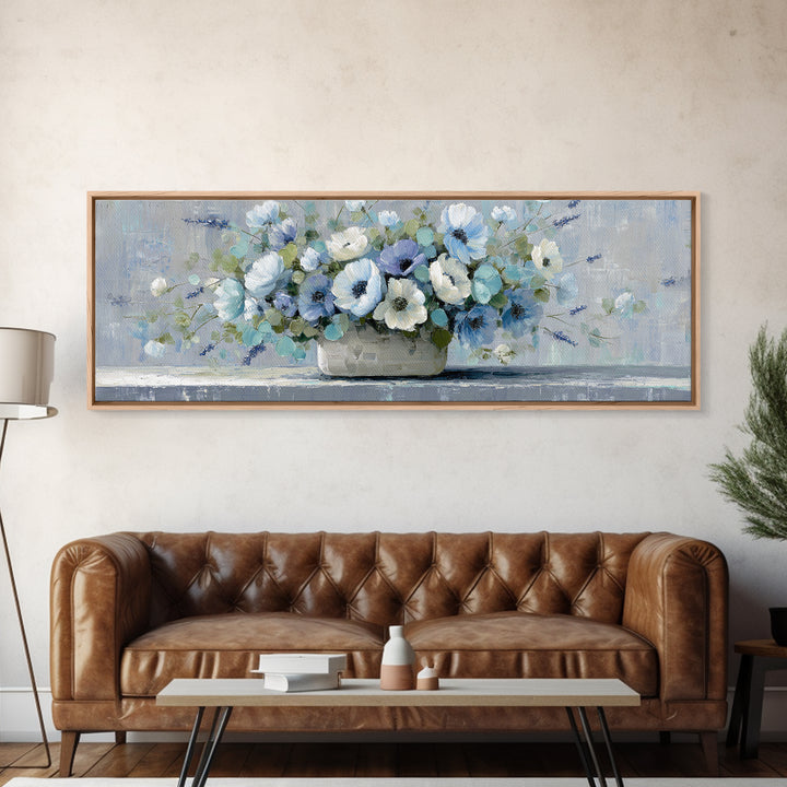 Lavender Sprigs in a Ceramic Vase Framed Canvas Print, Bathroom Art, Funny Bathroom Art, Bathroom Decor, Oil Painting, Spa, BAT-3x1-28