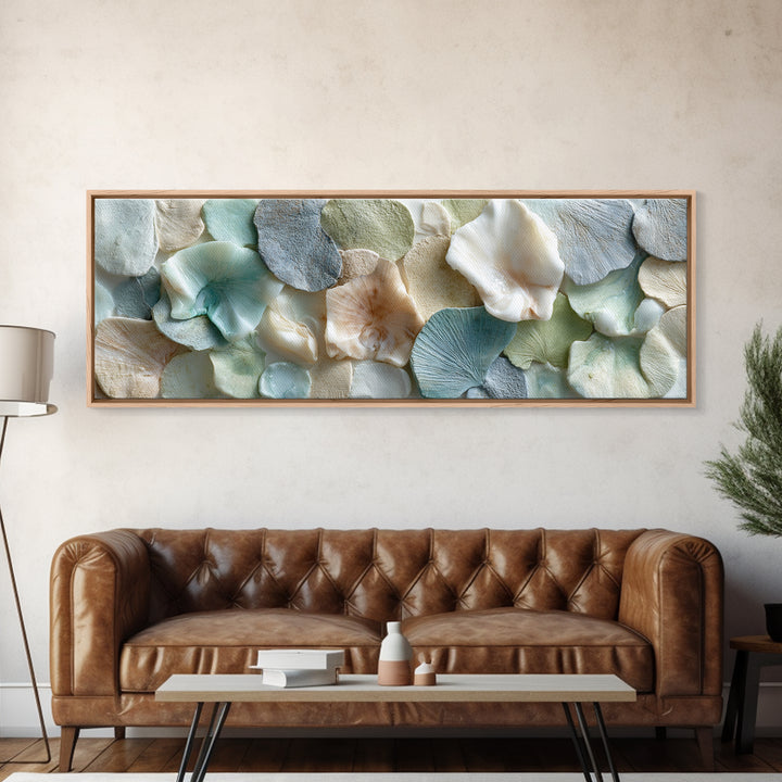 Coral and Shell Arrangement Canvas Print, Bathroom Art, Halloween Art, Bathroom Decor, Fine Art, Spa, Textured Painting, BAT-3x1-3
