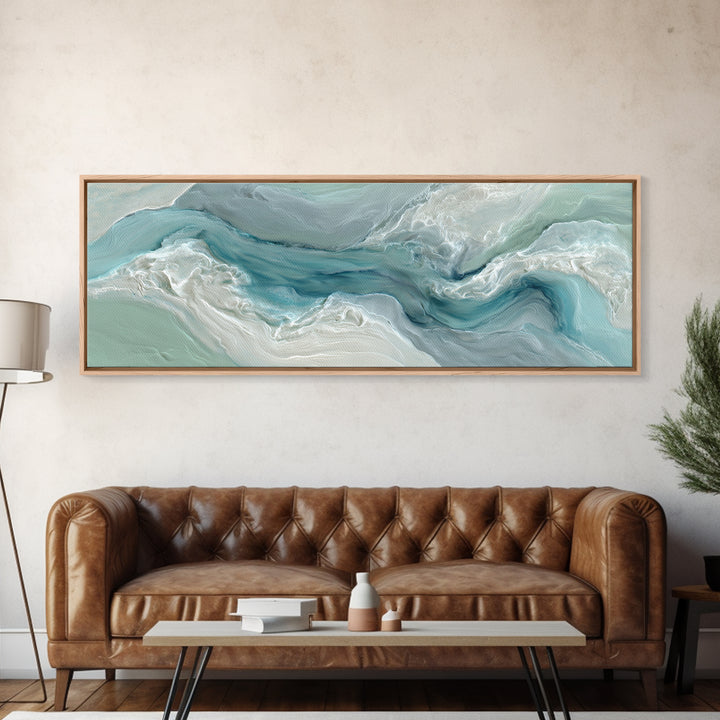 Soft Cloud and Rain Composition Framed Canvas Print, Bathroom Art, Textured Painting, Bathroom Decor, Spa, Bathroom Wall Art, BAT-3x1-59