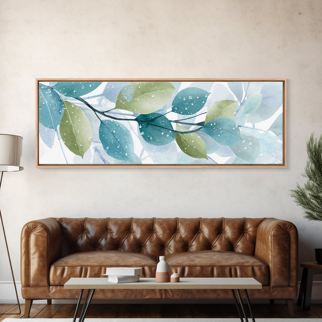 Tropical Leaf Silhouette Canvas Print, Bathroom Art, Textured Painting, Bathroom Decor, Oil Painting, Spa, Bathroom Wall Art, BAT-3x1-78