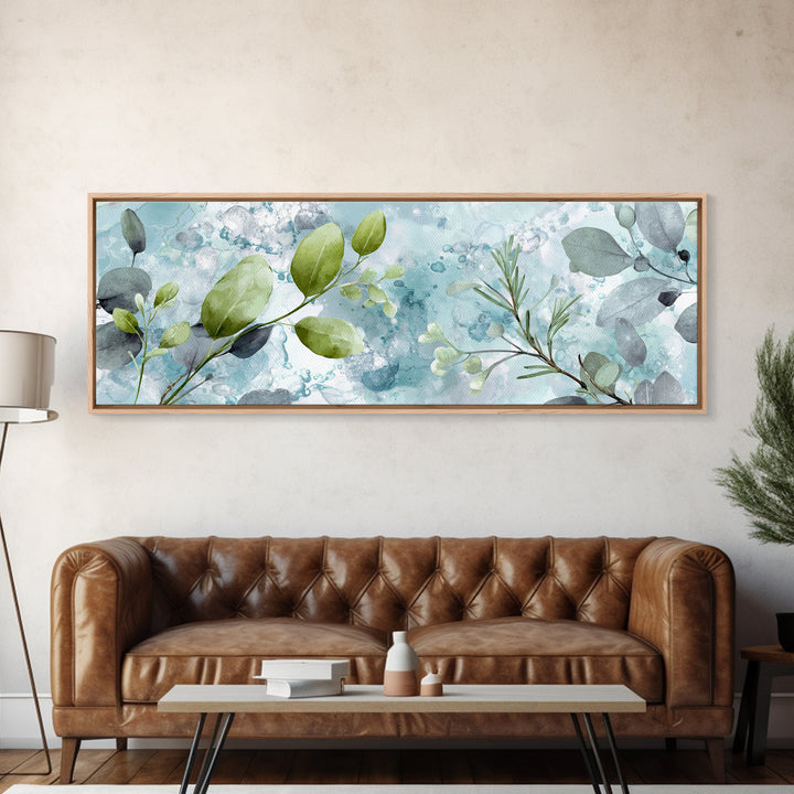 Botanical Bath Herb Arrangement Framed Canvas Print, Bathroom Art, Digital Print, Bathroom Decor, Watercolor Art, Spa, BAT-3x1-81