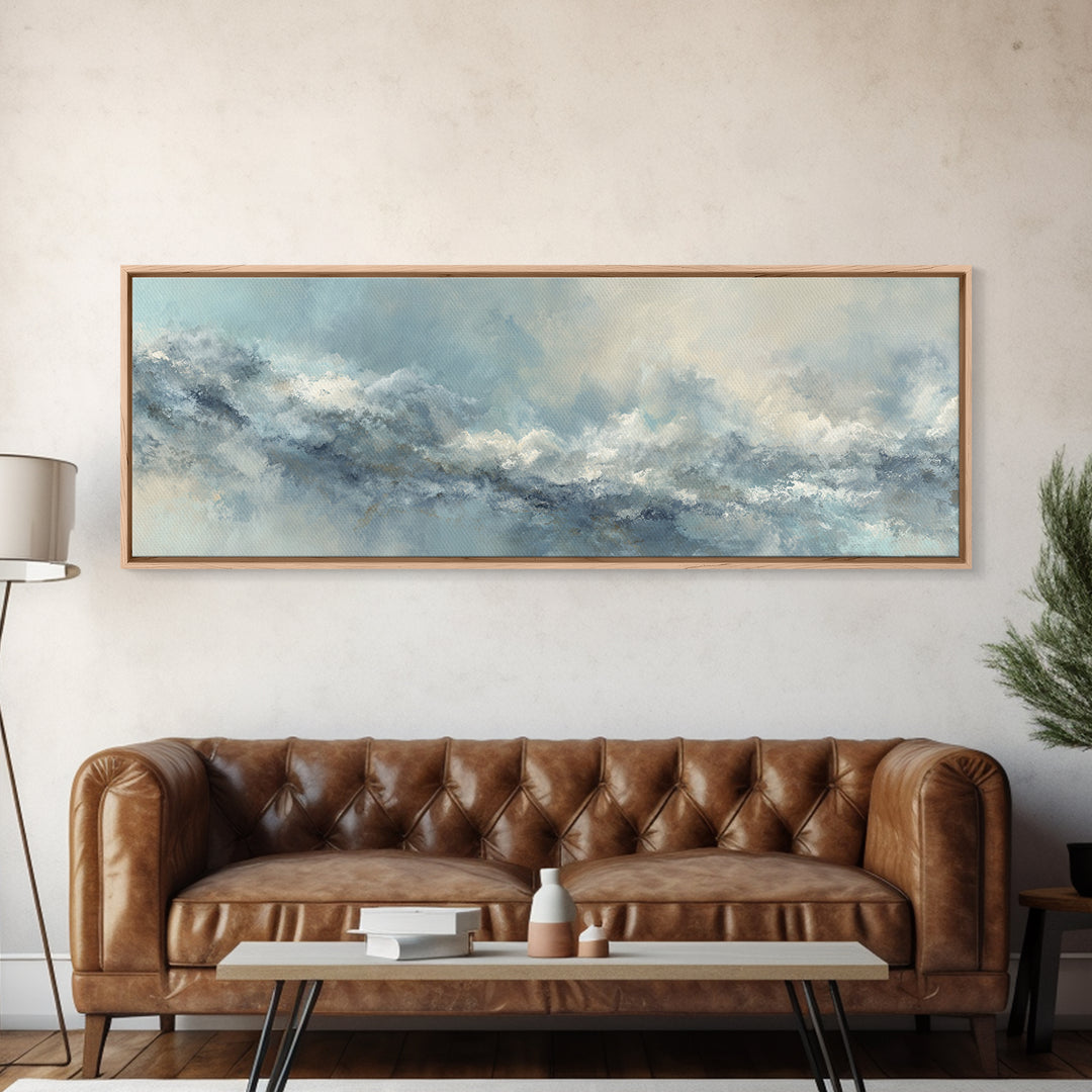 Soft Cloud and Rain Composition Canvas Print, Bathroom Art, Poster, Bathroom Decor, Fine Art, Spa, Dopamine Decor, BAT-3x1-83