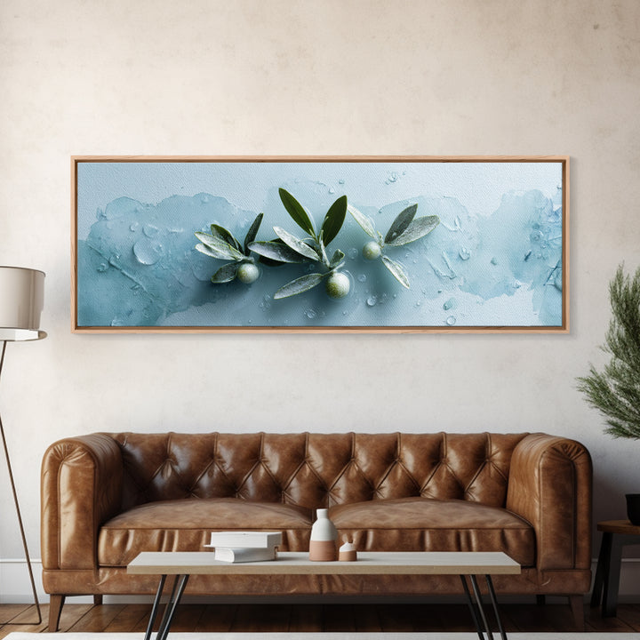 Botanical Bath Herb Arrangement Framed Canvas Print, Bathroom Art, Digital Art, Bathroom Decor, Fine Art, Spa, Dopamine Decor, BAT-3x1-9