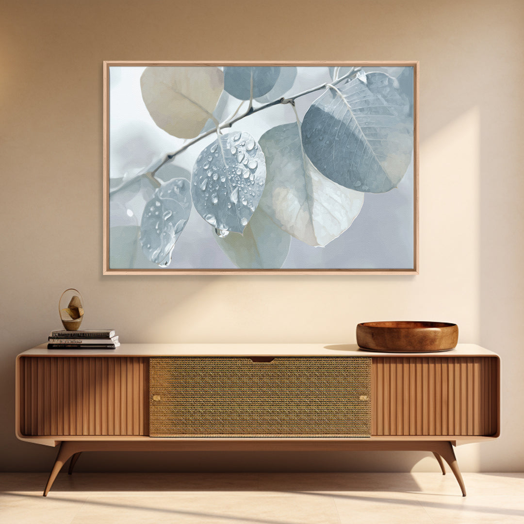 Tropical Leaf Silhouette Framed Canvas Print, Bathroom Art, Poster, Bathroom Decor, Watercolor Art, Spa, Digital Print, BAT-3x2-18