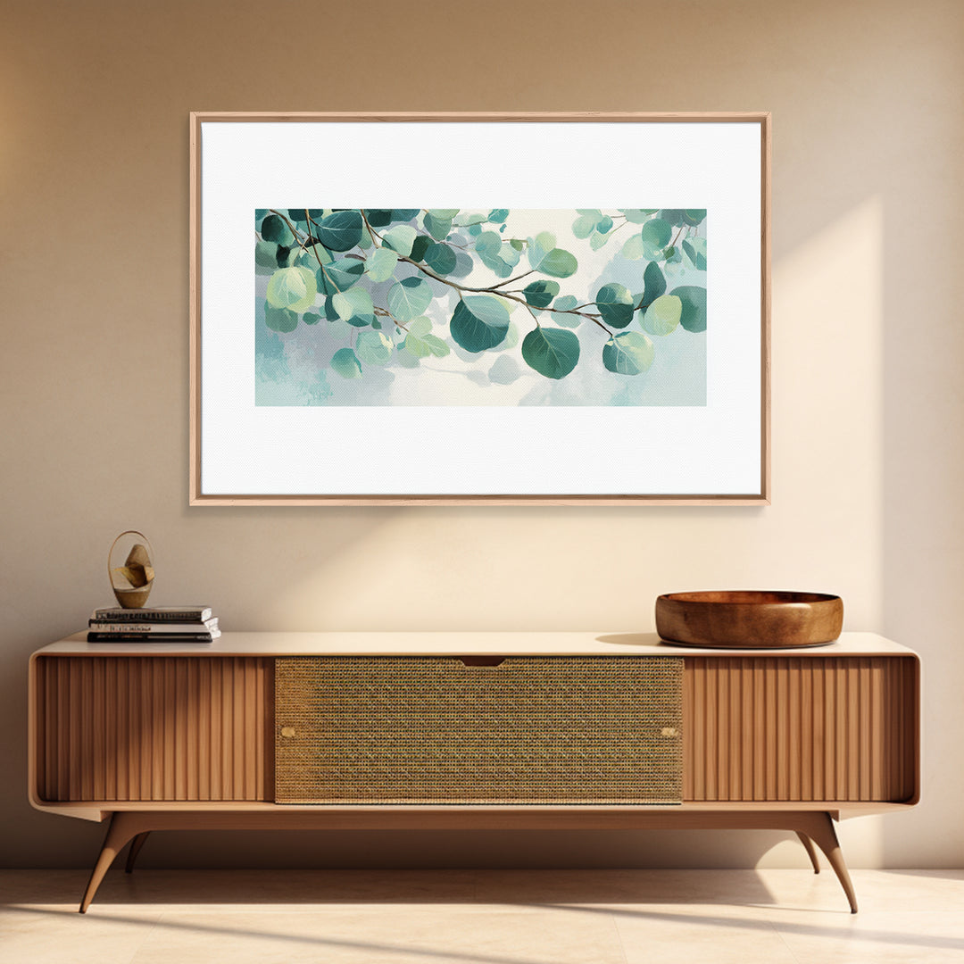 Spa Eucalyptus Branch Canvas Print, Bathroom Art, Wall Hanging, Bathroom Decor, Oil Painting, Spa, Modern Art, BAT-3x2-30