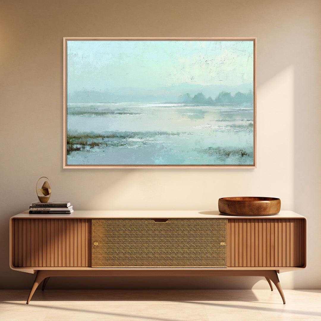 Misty Lake Scene Canvas Print, Bathroom Art, Canvas Wall Art, Bathroom Decor, Spa, Bathroom Wallpaper, Funny Bathroom Art, BAT-3x2-37
