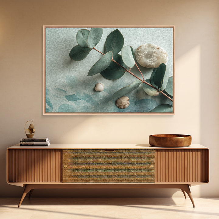Spa Eucalyptus Branch Canvas Print, Bathroom Art, Wall Hanging, Bathroom Decor, Oil Painting, Spa, Modern Art, BAT-3x2-54