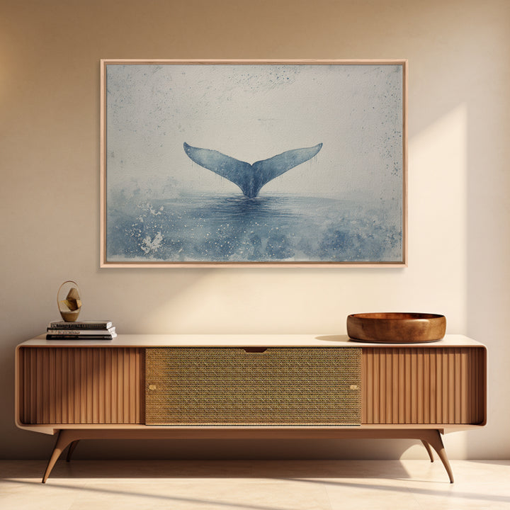 Watercolor Whale Tail Canvas Print, Bathroom Art, Trendy Wall Art, Bathroom Decor, Fine Art, Spa, Textured Painting, BAT-3x2-67