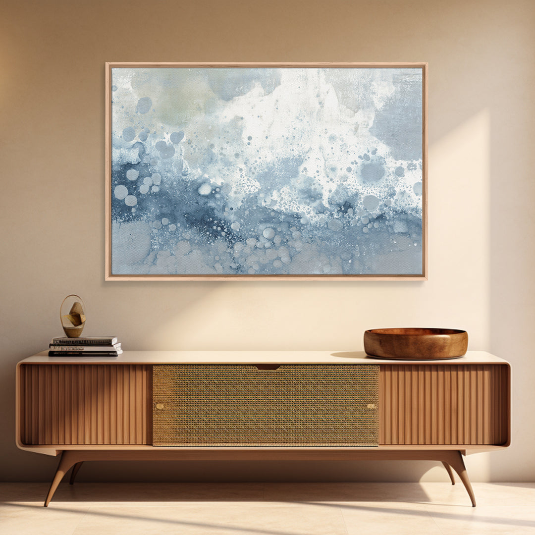 Soft Cloud and Rain Composition Framed Canvas Print, Bathroom Art, Bathroom Decor, Watercolor Art, Spa, Modern Wall Art, BAT-3x2-71