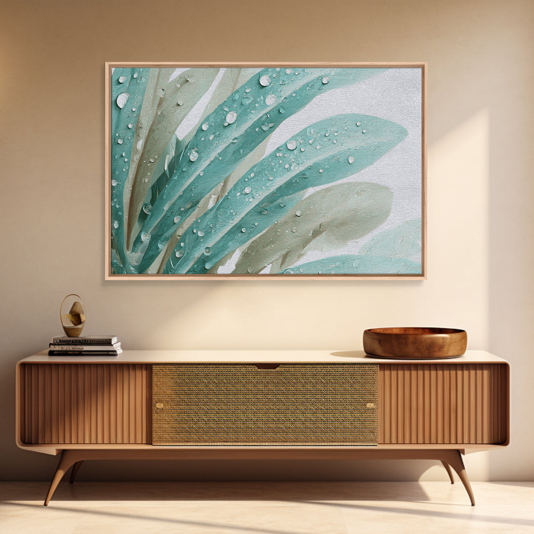 Tropical Leaf Silhouette Framed Canvas Print, Bathroom Art, Canvas Wall Art, Bathroom Decor, Fine Art, Spa, Bathroom Wallpaper, BAT-3x2-90