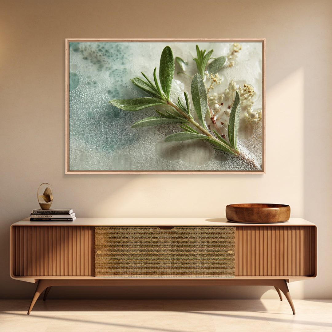 Botanical Bath Herb Arrangement Canvas Print, Bathroom Art, Retro Wall Art, Bathroom Decor, Oil Painting, Spa, Modern Decor, BAT-3x2-93